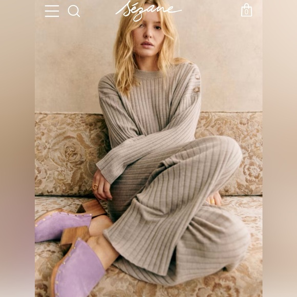 Sezane Sweaters - ***La Maille Sezane Maxence Wool
Ribbed Lazare Trousers - Sandstone SET new